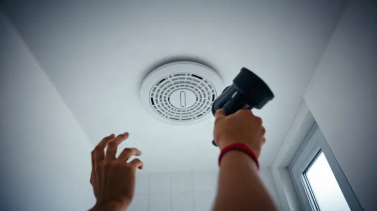Nettoyage d'une bouche de VMC avec un aspirateur dans une salle de bain