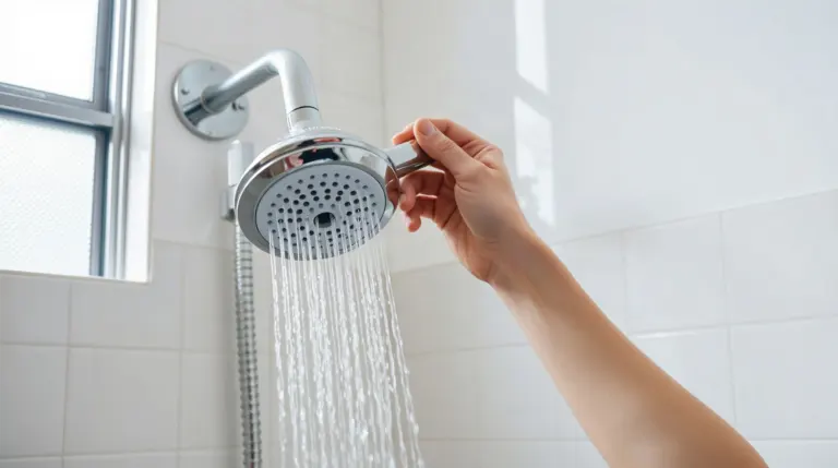 Pommeau de douche équipé d'un filtre anti calcaire